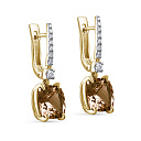 Серьги с английским замком из желтого золота с бриллиантами