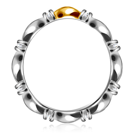 Серебряное кольцо с топазами и позолотой
