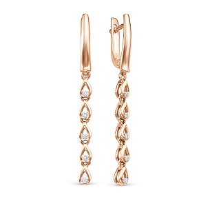 Серьги из красного золота с бриллиантом