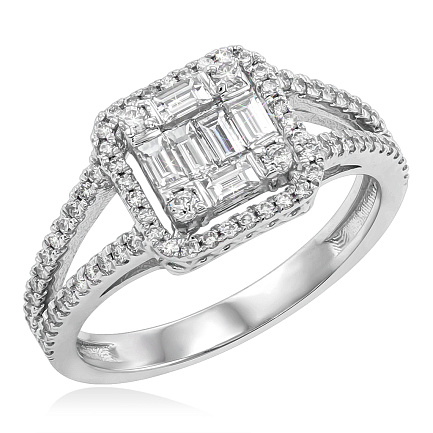 Кольцо из белого золота с бриллиантами