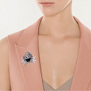 Брошь из серебра с гранатом, ониксом