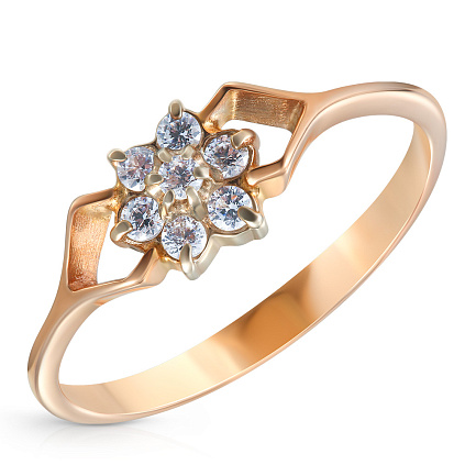 Кольцо из красного золота с фианитом