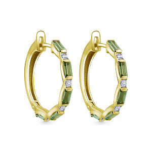 Серьги с английским замком из желтого золота с бриллиантами