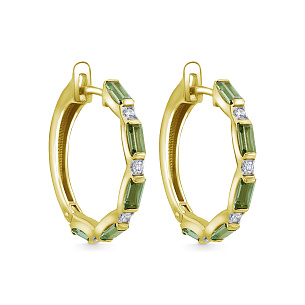 Серьги с английским замком из желтого золота с сапфиром