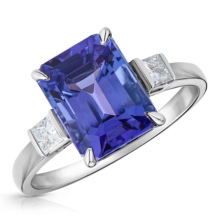 Кольцо из белого золота с бриллиантами, танзанитом