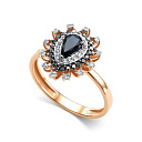 Кольцо из красного золота с бриллиантами, сапфиром