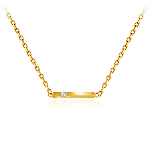 Колье из желтого золота с бриллиантом, плетение якорное