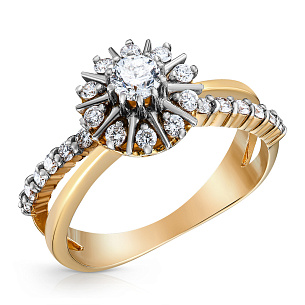 Кольцо из желтого золота с бриллиантом