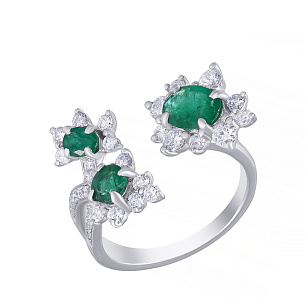 Кольцо из белого золота с изумрудом