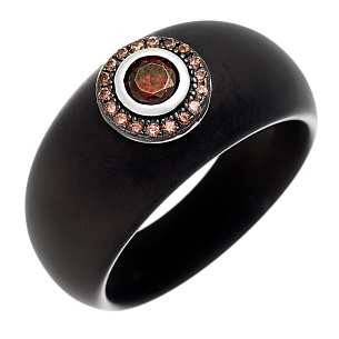 Кольцо из серебра с керамикой и циркониями