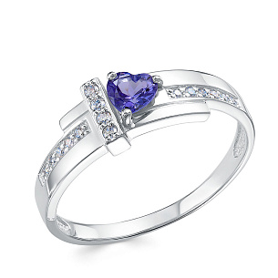 Кольцо из белого золота с танзанитом и бриллиантами