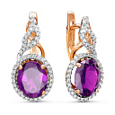 Серьги из комбинированного золота с бриллиантами, аметистами