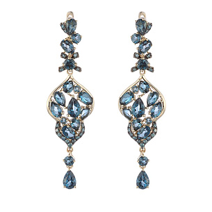 Серьги с английским замком из желтого золота с топазом