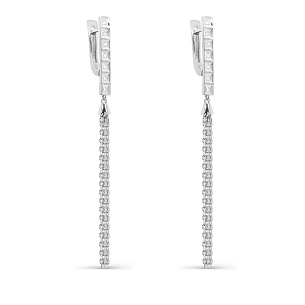 Серьги с английским замком из белого золота с бриллиантами