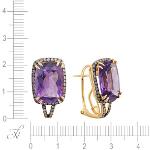 Серьги из желтого золота с бриллиантом