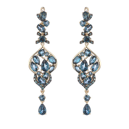 Серьги с английским замком из желтого золота с топазами