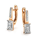 Серьги с английским замком из красного золота с бриллиантами