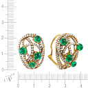 Серьги из желтого золота с бриллиантами, изумрудами