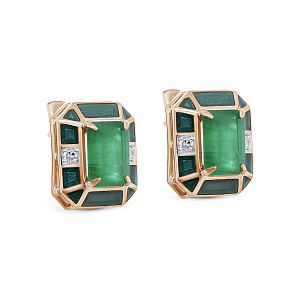 Серьги с английским замком из красного золота с бриллиантами