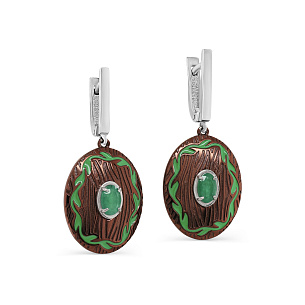 Серьги с английским замком из серебра с изумрудом