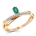 Кольцо из красного золота с бриллиантами, изумрудом