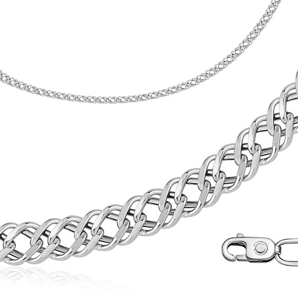 Браслет автомат из серебра, плетение двойной ромб