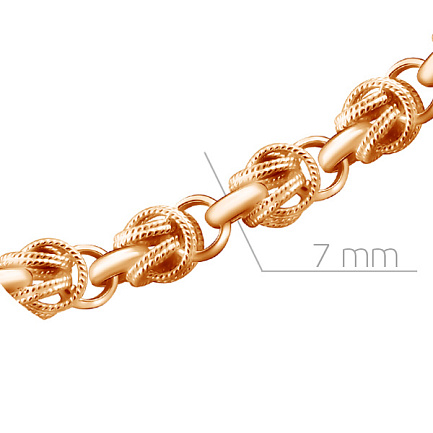 Браслет ручной работы из красного золота, плетение орех