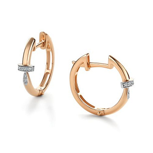 Серьги из красного золота с бриллиантом