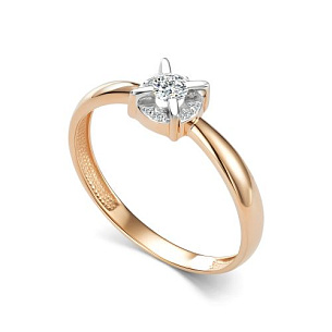 Кольцо из красного золота с бриллиантом