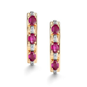 Серьги с английским замком из красного золота с бриллиантами