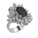 Кольцо из белого золота с бриллиантами, сапфиром