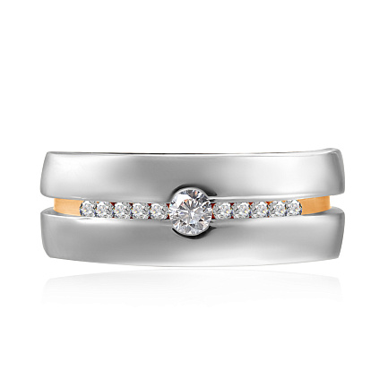 Кольцо обручальное из красного золота с бриллиантами