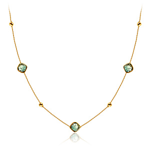 Колье из желтого золота с аметистом, плетение якорное