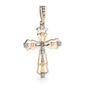 Крест из красного золота с бриллиантами