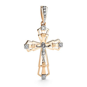 Крест из красного золота с бриллиантом