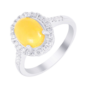 Кольцо из серебра с опал, фианитом