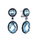 Серьги из белого золота с сапфирами, топазами