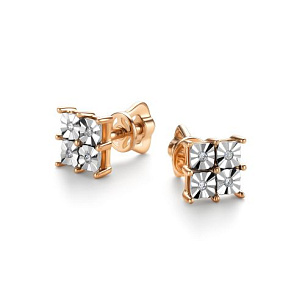 Серьги Пусеты из красного золота с бриллиантами