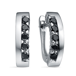 Серьги с английским замком из платины с бриллиантом