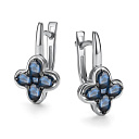 Серьги с английским замком из белого золота с сапфирами