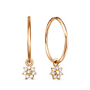 Серьги детские из красного золота с фианитами