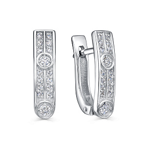 Серьги с английским замком из серебра с фианитом