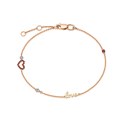 Браслет из красного золота с бриллиантами, рубином