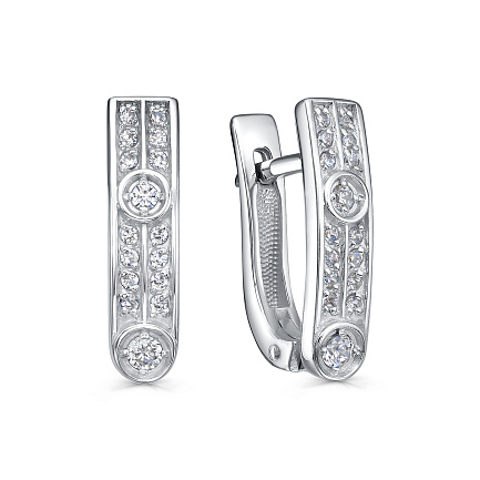 Серьги с английским замком из серебра с фианитами