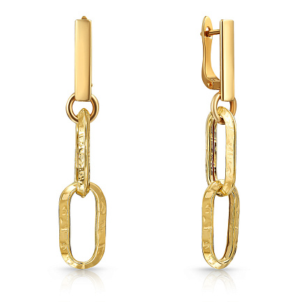 Серьги с английским замком из серебра с позолотой