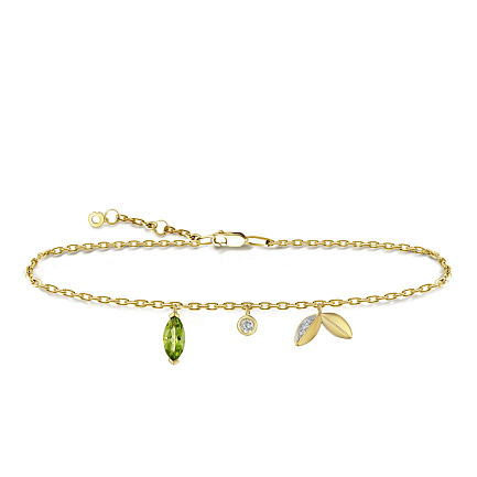 Браслет декоративный из желтого золота с бриллиантами, плетение якорное