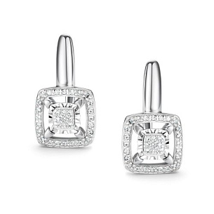 Серьги с английским замком из белого золота с бриллиантом