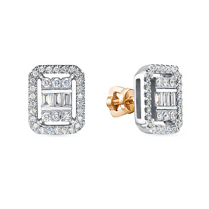 Серьги из красного золота с бриллиантом