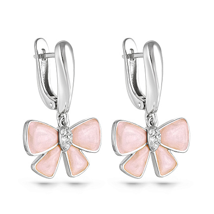 Серьги с английским замком из серебра с фианитами