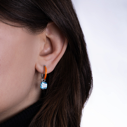 Серьги с английским замком из серебра с топазом